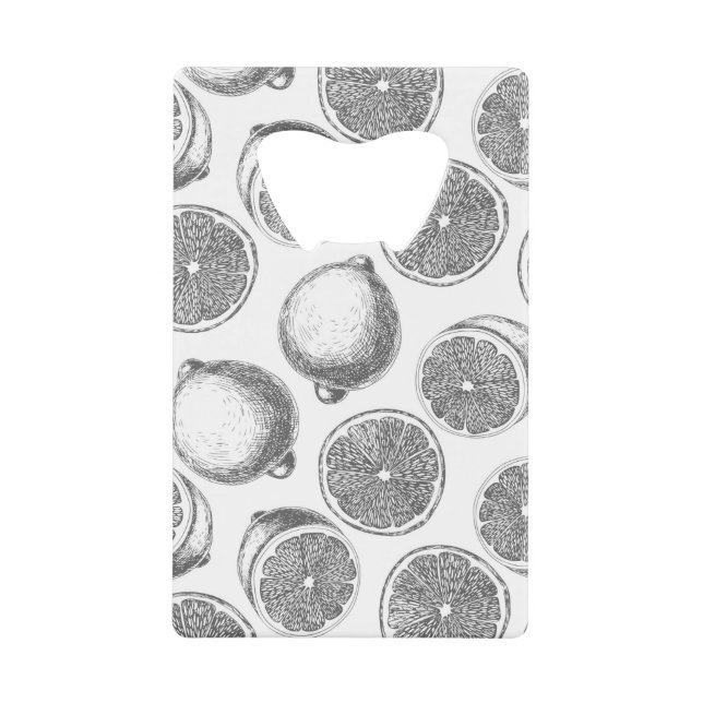 Hand drawn lemon pattern credit card bottle opener (Front)