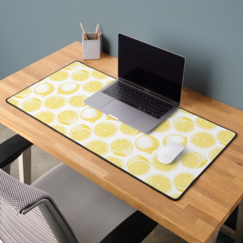 Hand drawn lemon pattern desk mat