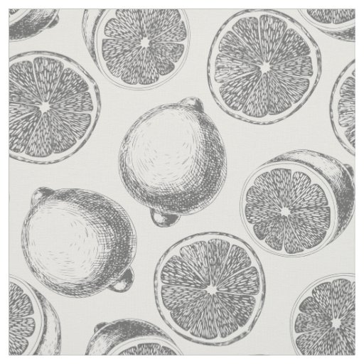 Hand drawn lemon pattern fabric