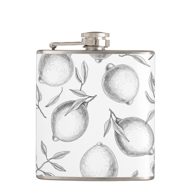 Hand drawn Lemon pattern Flask (Front)