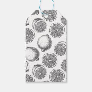 Hand drawn lemon pattern gift tags