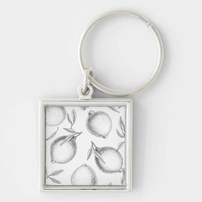 Hand drawn Lemon pattern Keychain (Front)