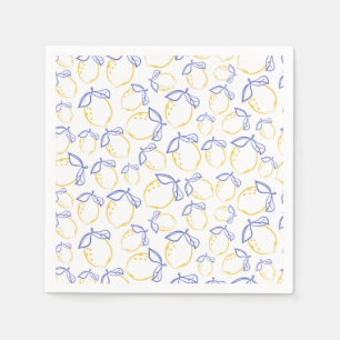 Hand Drawn Lemon Pattern Napkins