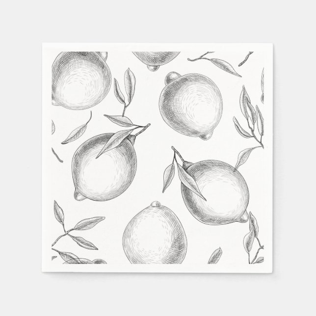 Hand drawn Lemon pattern Napkins (Front)