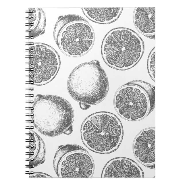 Hand drawn lemon pattern notebook (Front)