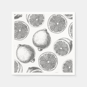 Hand drawn lemon pattern paper napkins