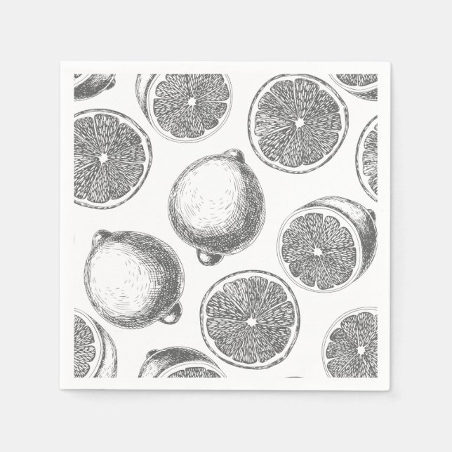 Hand drawn lemon pattern paper napkins (Front)