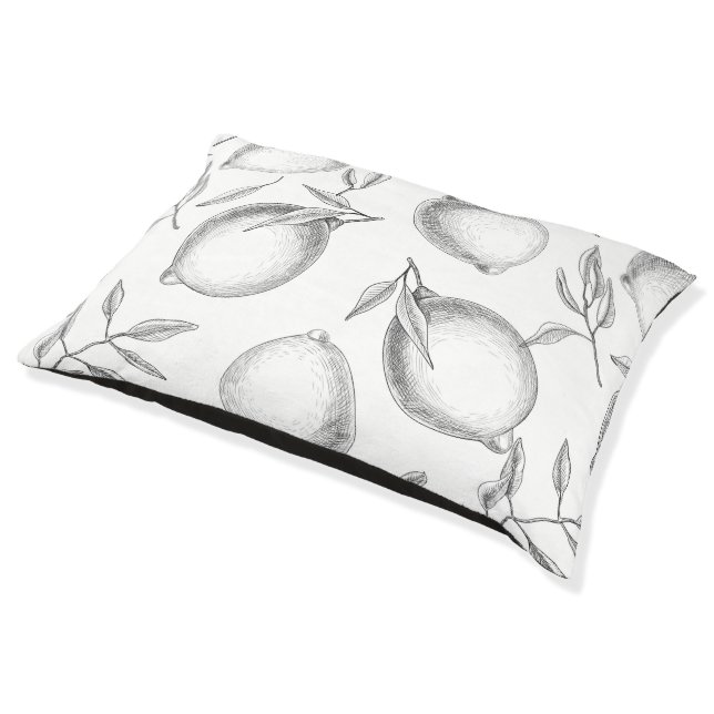 Hand drawn Lemon pattern Pet Bed (Angled)