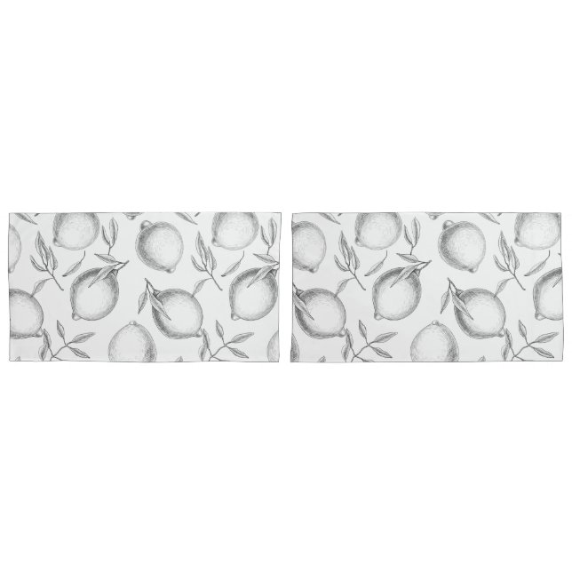 Hand drawn Lemon pattern Pillow Case (Front-Set)