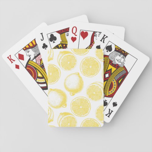Hand drawn lemon pattern poker cards