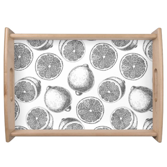 Hand drawn lemon pattern serving tray (Front)