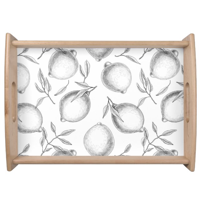 Hand drawn Lemon pattern Serving Tray (Front)