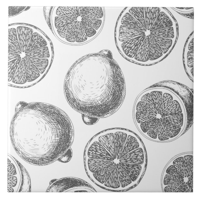 Hand drawn lemon pattern tile (Front)