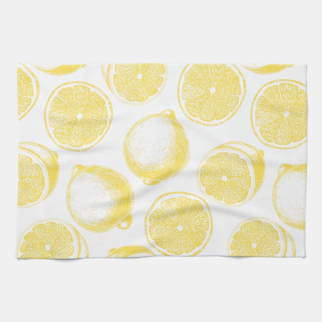 Hand drawn lemon pattern towel (Horizontal)