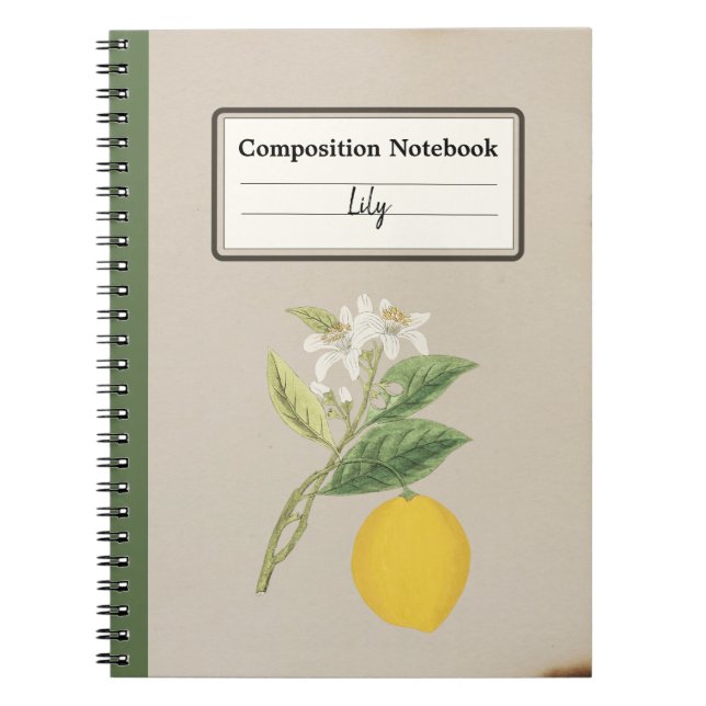 Hand Drawn Lemon Personalized Composition Notebook (Front)