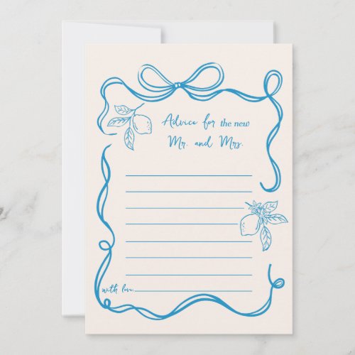 Hand-drawn Lemon Wedding Advice Card