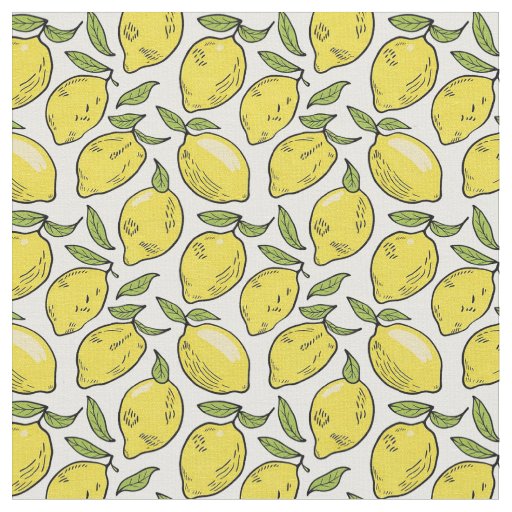 Hand-Drawn Lemons and Leaves – Artistic Citrus Fabric