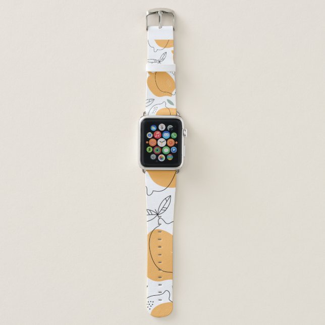 Hand drawn Lemons background. Seamless pattern wit Apple Watch Band (Front)