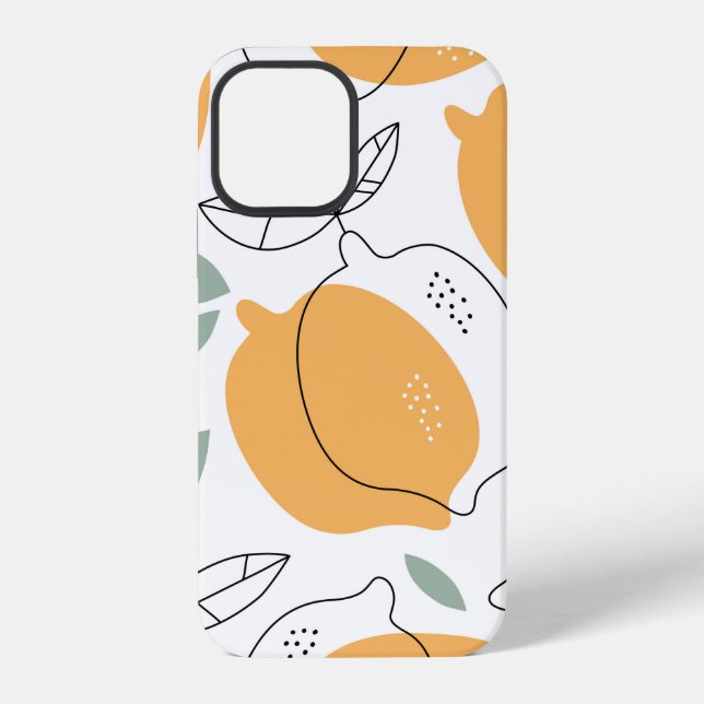 Hand drawn Lemons background. Seamless pattern wit Iphone Case (Back)