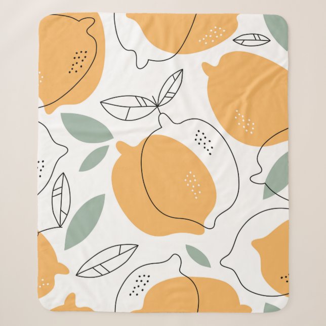 Hand drawn Lemons background. Seamless pattern wit Sherpa Blanket (Front)