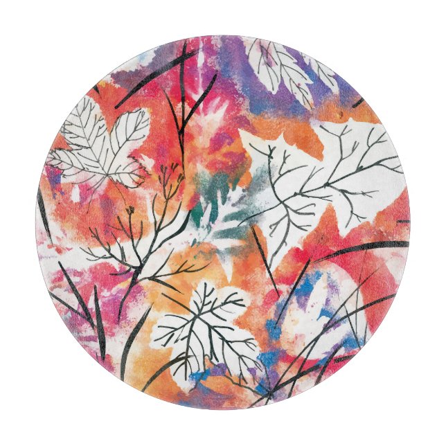 Hand Drawn Lemons, Blue Leaves Pattern. Cutting Board (Front)