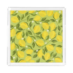 Hand Drawn Lemons Colorful Wallpaper Acrylic Tray