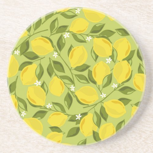 Hand Drawn Lemons Colorful Wallpaper Coaster
