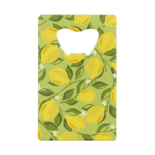 Hand Drawn Lemons Colorful Wallpaper Credit Card Bottle Opener