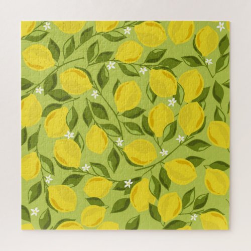 Hand Drawn Lemons Colorful Wallpaper Jigsaw Puzzle