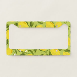 Hand Drawn Lemons Colorful Wallpaper License Plate Frame