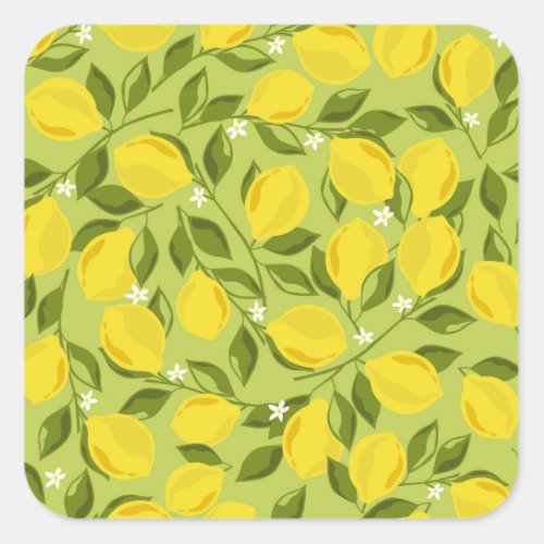 Hand Drawn Lemons Colorful Wallpaper Square Sticker