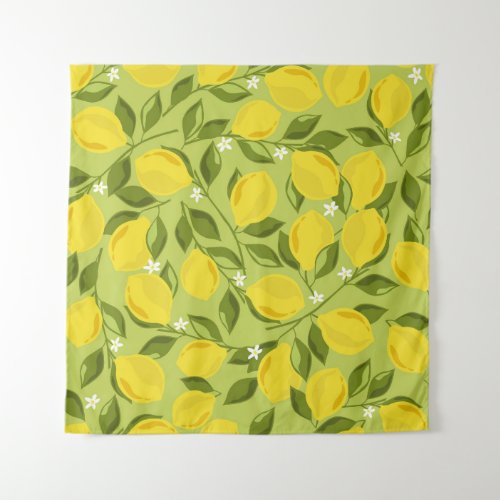 Hand Drawn Lemons Colorful Wallpaper Tapestry