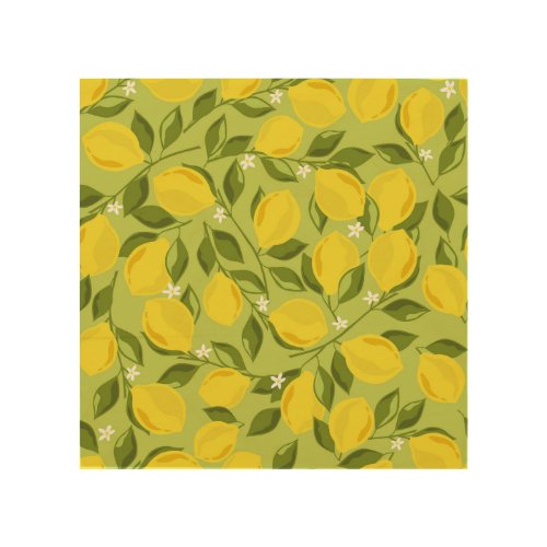 Hand Drawn Lemons Colorful Wallpaper Wood Wall Art