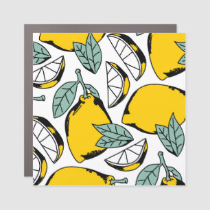 Hand drawn lemons, vibrant pattern. car magnet