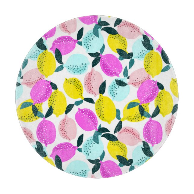 Hand Drawn Lemons Vintage Pattern Cutting Board (Front)