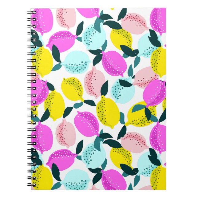 Hand Drawn Lemons Vintage Pattern Notebook (Front)