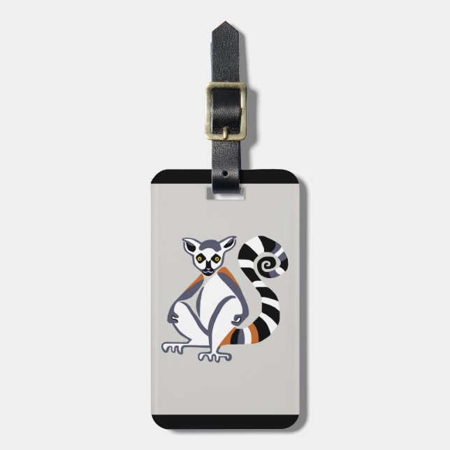 Hand drawn - LEMUR - Primate -Madagascar Luggage Tag (Front Vertical)