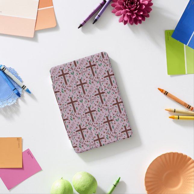 Hand-drawn Lenten Cross and Roses IPad Case (In Situ)