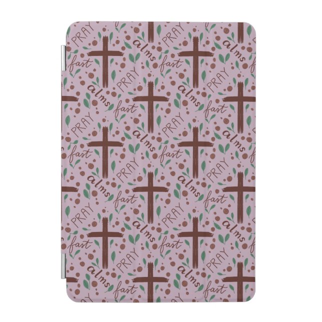Hand-drawn Lenten Cross and Roses IPad Case (Front)