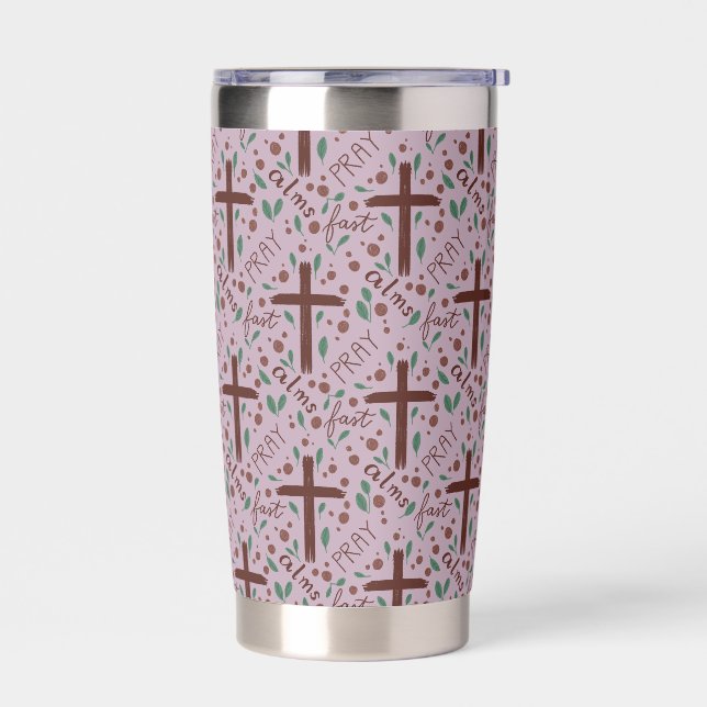 Hand-drawn Lenten Cross and Roses Tumbler (Left)