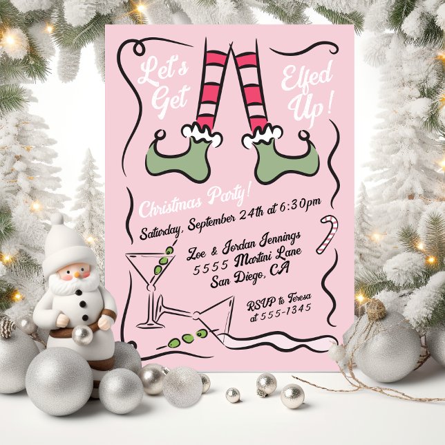 Hand drawn Let's get Elfed up Christmas Party Invitation (Creator Uploaded)