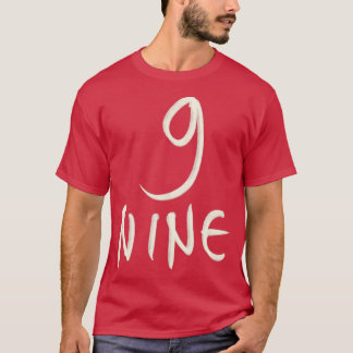 Hand Drawn Letter Number 9 Nine T-Shirt