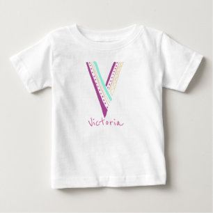 Hand drawn letter V with customizable name Baby T-Shirt