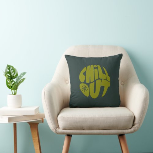 Hand drawn lettering phrase in the shape of a ball throw pillow