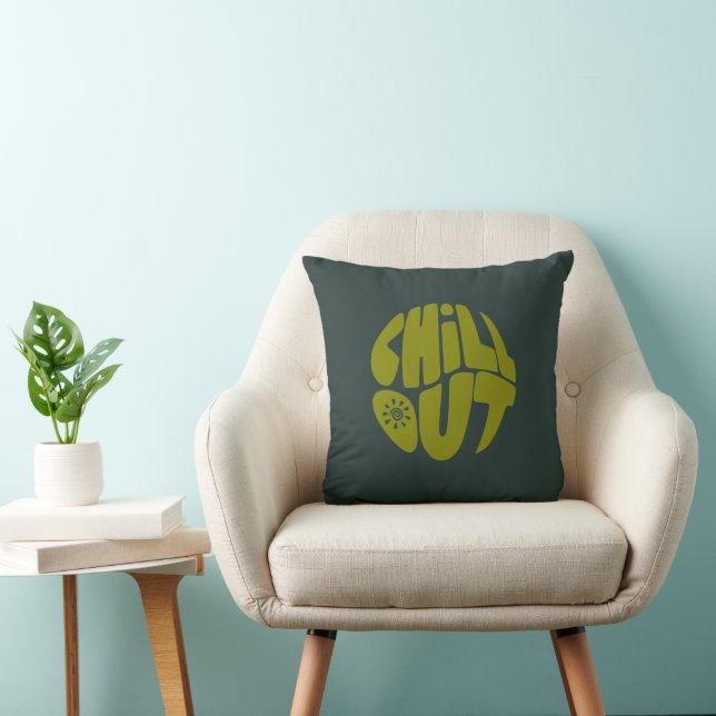 Hand drawn lettering phrase in the shape of a ball throw pillow (Chair)