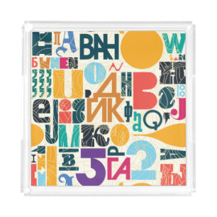 Hand-drawn letters: vintage seamless design. acrylic tray