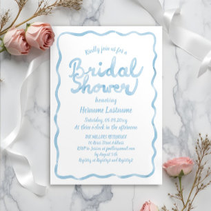Hand Drawn Light Blue Watercolor Bridal Shower Invitation
