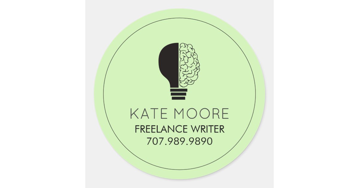 Hand Drawn Light Bulb Brain Idea Freelance Writer Classic Round Sticker Zazzle Com