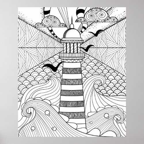 Hand Drawn Lighthouse Doodle 2 Poster