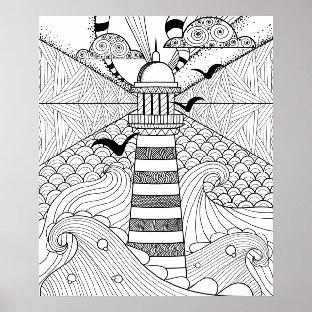 Hand Drawn Lighthouse Doodle 2 Poster | Zazzle